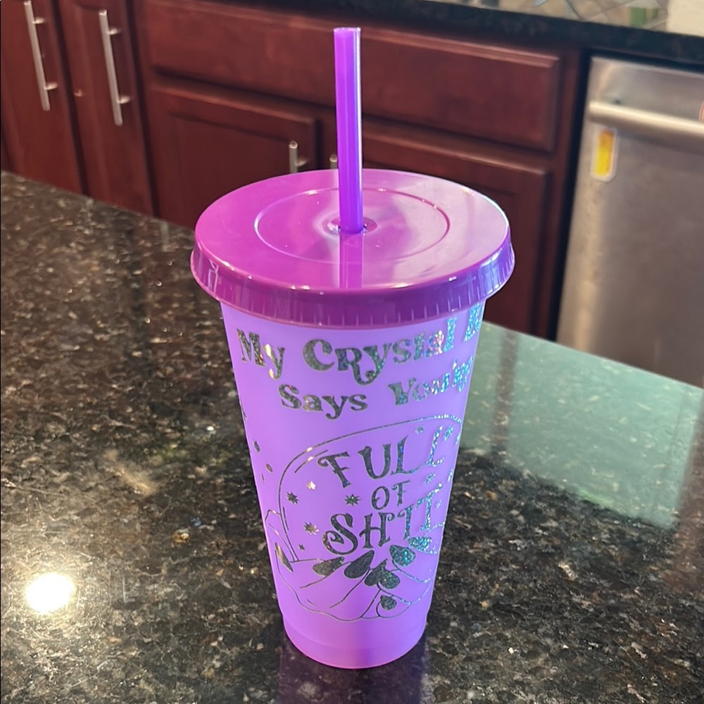 Purple Party Cup with Straw